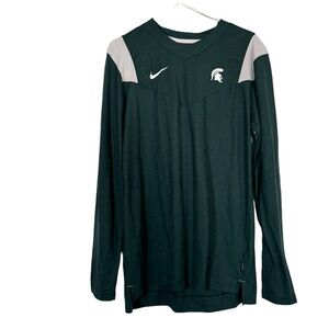 Nike Men's Long Sleeve Dark Green & White Michigan State Spartan Top